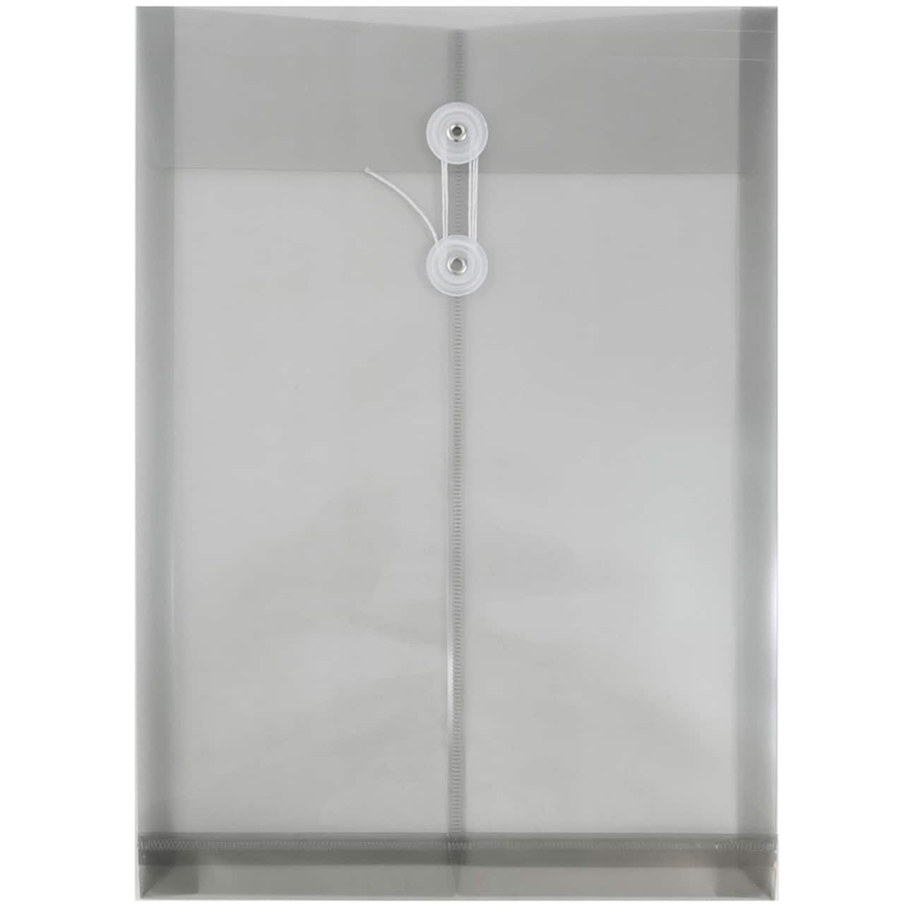 JAM Paper Legal Size Plastic Envelopes with Button & String Tie Closure, 12ct.